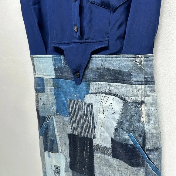 Altuzarra Dress Sleeveless Midi Patchwork Denim Print Blue IT Size 38 US XS 2 - Picture 6 of 15